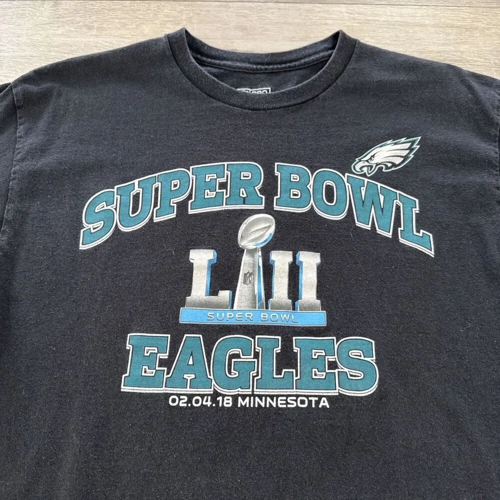 Philadelphia Eagles Shirt Super Bowl LII Champions NFL Men's Black Large